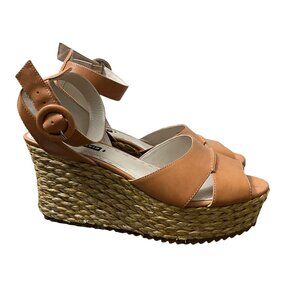 Alice Olivia Womens Tan Strappy Roberta Espadrille Platform Wedge Heels Size 9